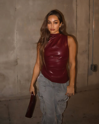 MABEL - LEATHER DRAPED TOP