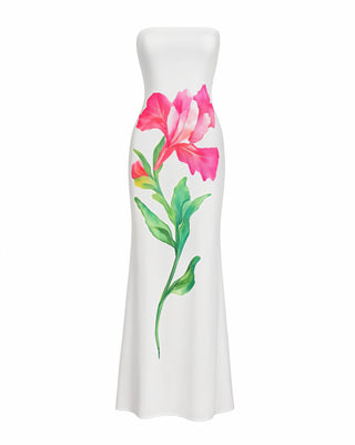 PORTIA Strapless Flower Print Maxi Dress-Meeba &amp; Mae