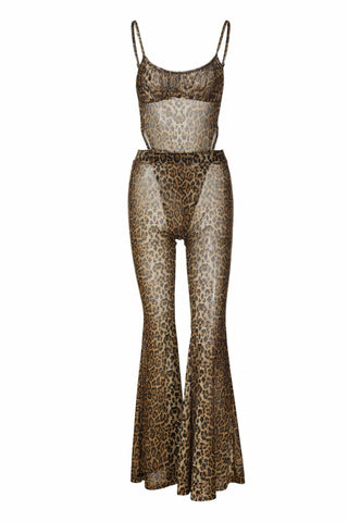 CLARE Leopard Bodysuit and High Waist Flare Pants-Meeba &amp; Mae