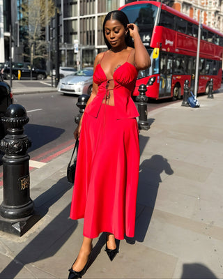 ROMILDA Cut-Out Tie-Front Cami Top & Midi Skirt Set-Meeba &amp; Mae