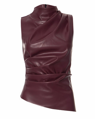 MABEL Faux Leather Draped Top-Meeba &amp; Mae