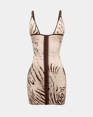 EMILIA Zebra Print Bodycon Mini Dress-Meeba &amp; Mae