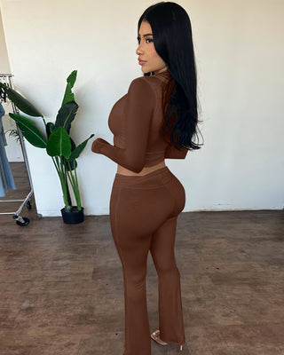 RAINY Zip-Up Hoodie and Flare Pants Set-Meeba &amp; Mae