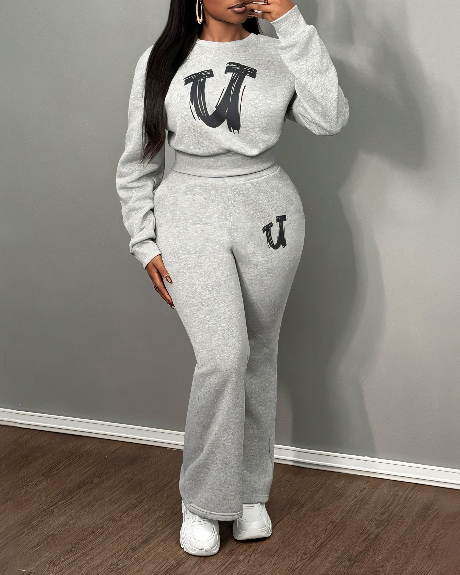 STARLA Graphic Letter Print Loungewear Set-Meeba &amp; Mae