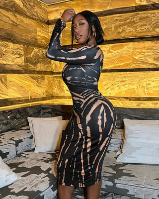 TRIXIE Tie Dye Bodycon Midi Dress-Meeba &amp; Mae