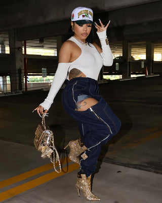 NAMI Distressed Denim Chaps Pants-Meeba &amp; Mae