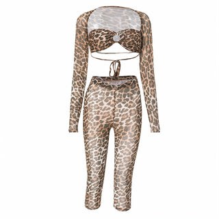 INES - LEOPARD PRINT MESH SET