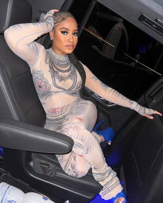 KORI Mesh Printed Jumpsuit-Meeba &amp; Mae