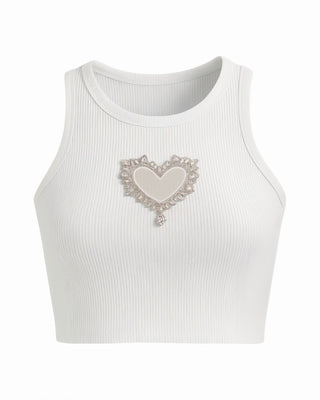 ORLA Heart Cut-out Ribbed Cropped Top-Meeba &amp; Mae