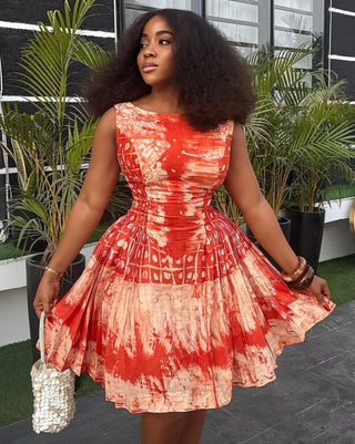 AITHRA Sunset Flare Mini Dress-Meeba &amp; Mae