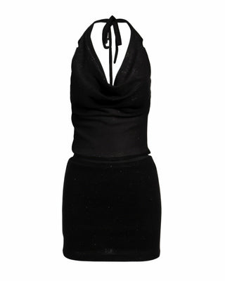 LIORAE Shimmer Draped Halter Top & Skirt Set-Meeba &amp; Mae