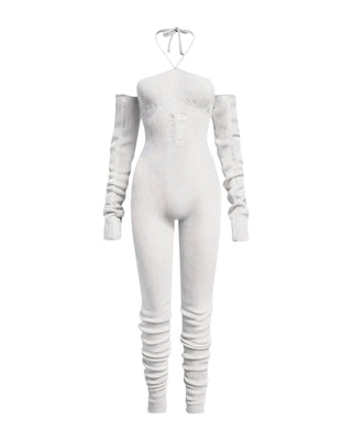 PALOMA Halter Neck Tie Knit Jumpsuit-Meeba &amp; Mae