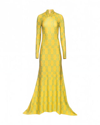 VIAN Geometric Print Long-Sleeved Maxi Dress-Meeba &amp; Mae