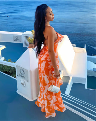 THALINA Ruffle Hem Asymmetrical Midi Dress-Meeba &amp; Mae