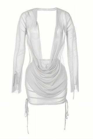 VALERIA Tie-up Mesh Gauze Pleated Skirt Set-Meeba &amp; Mae