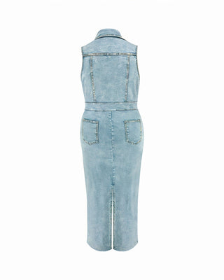 JILLIAN Wash Fitted Denim Dress-Meeba &amp; Mae