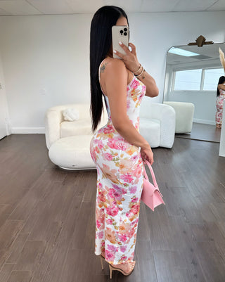 VAYRA Lace Trimmed Floral Maxi Dress-Meeba &amp; Mae