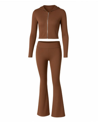 RAINY Zip-Up Hoodie and Flare Pants Set-Meeba &amp; Mae
