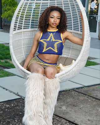 QUINLEY Knitted Star Cropped Top & Mini Skirt Set-Meeba &amp; Mae