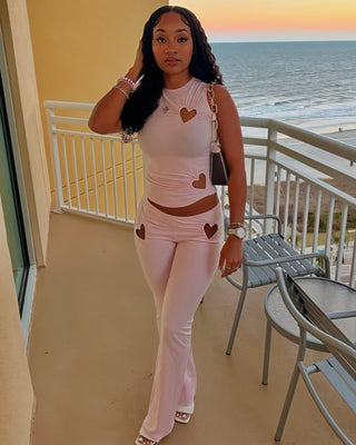 ELSIE Hollow Heart Top and Pants Set-Meeba &amp; Mae
