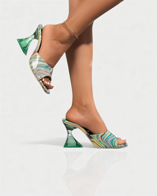 ORELIA Contrast Peep Toe Heels Sandals