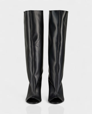 HELIRA Peep Toe Wedge Knee High Boots
