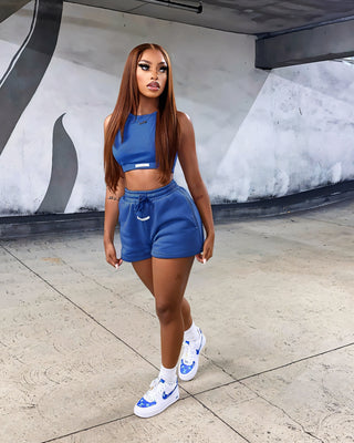 CHERRY Crop Tank & Drawstring Shorts Set-Meeba &amp; Mae