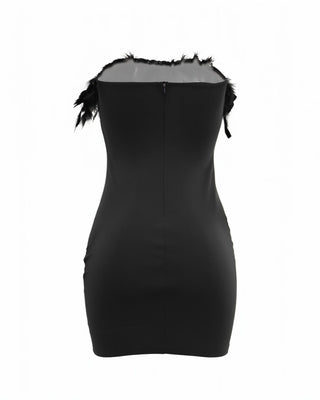 FERA Feather Trim Sequin Mini Dress-Meeba &amp; Mae