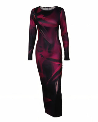 KAITHLYN Abstract-Print Long Sleeve Maxi Dress-Meeba &amp; Mae