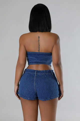 REIGN Denim Halter Crop Top & Mini Skort Set-Meeba &amp; Mae