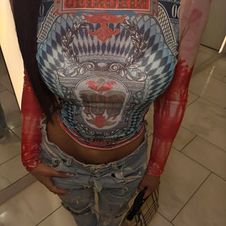 MACIE Mesh Printed Top-Meeba &amp; Mae