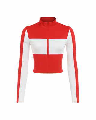 RIVA Colorblock Zip-Up Fitted Top