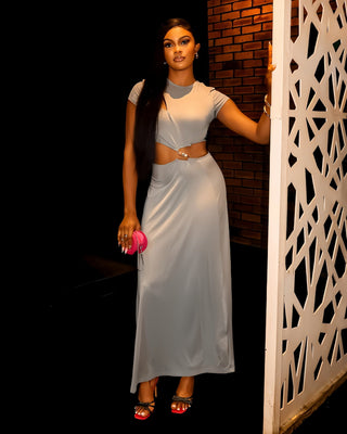 ZARINA Pearl Detail Cutout Maxi Dress-Meeba &amp; Mae