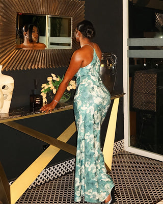 SHANE 3D Floral Applique Halter Maxi Dress-Meeba &amp; Mae