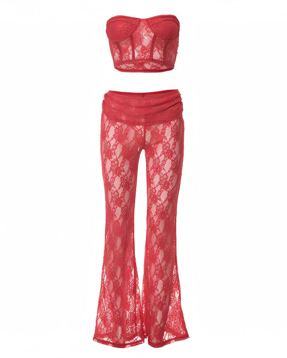 FENELLA Bandeau Corset & Lace Pants Set-Meeba &amp; Mae