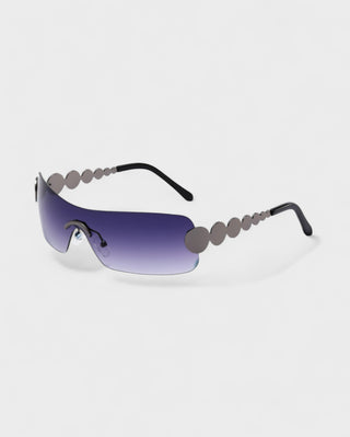 AMORA Circle Embellished Rimless Shield Sunglasses