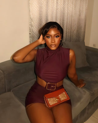 DENAYA Open Waist Buckle Bodycon Mini Dress-Meeba &amp; Mae