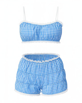 KINSLEY Gingham Ruffle Bralette & Shorts Set-Meeba &amp; Mae