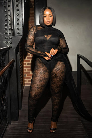 KALLIE Sleeve Lace Mesh Jumpsuit-Meeba &amp; Mae